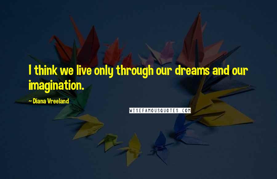 Diana Vreeland Quotes: I think we live only through our dreams and our imagination.