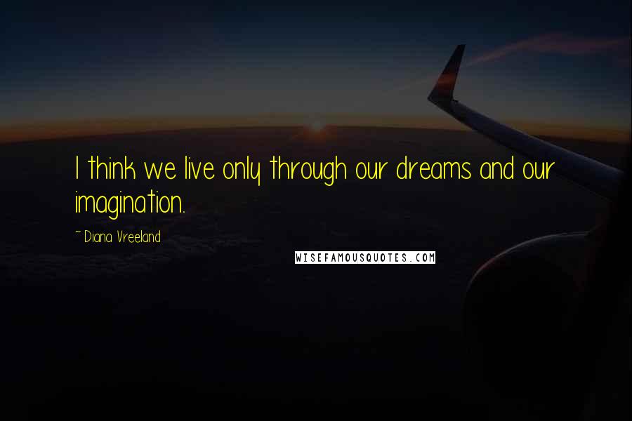 Diana Vreeland Quotes: I think we live only through our dreams and our imagination.