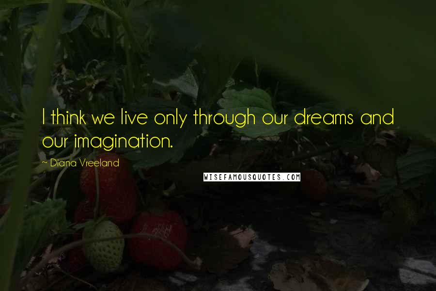 Diana Vreeland Quotes: I think we live only through our dreams and our imagination.