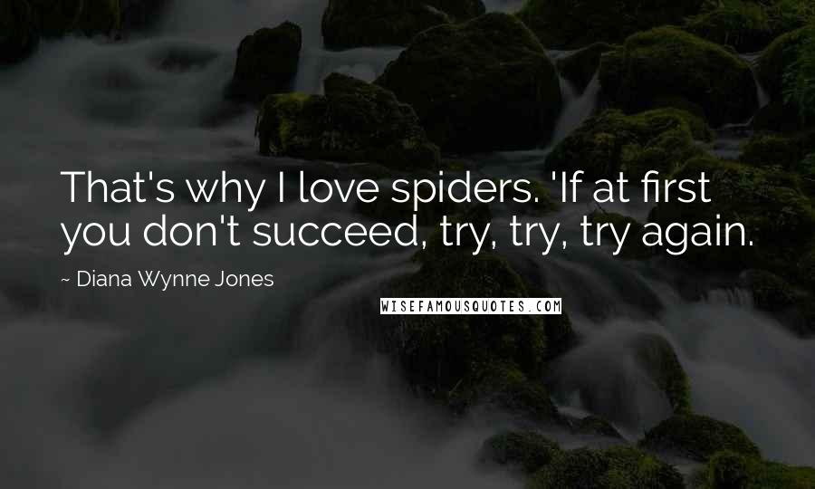 Diana Wynne Jones Quotes: That's why I love spiders. 'If at first you don't succeed, try, try, try again.