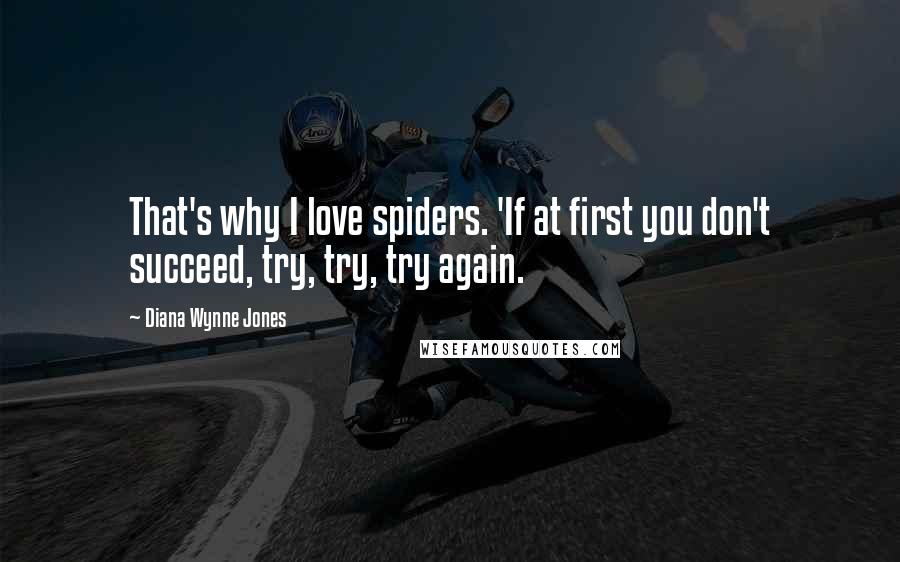 Diana Wynne Jones Quotes: That's why I love spiders. 'If at first you don't succeed, try, try, try again.