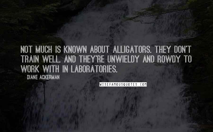 Diane Ackerman Quotes: Not much is known about alligators. They don't train well. And they're unwieldy and rowdy to work with in laboratories.