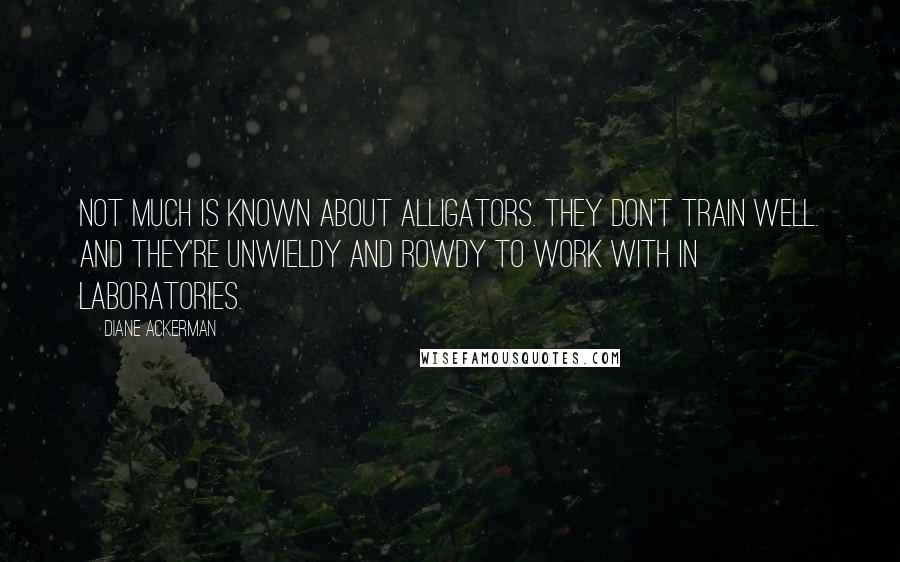 Diane Ackerman Quotes: Not much is known about alligators. They don't train well. And they're unwieldy and rowdy to work with in laboratories.