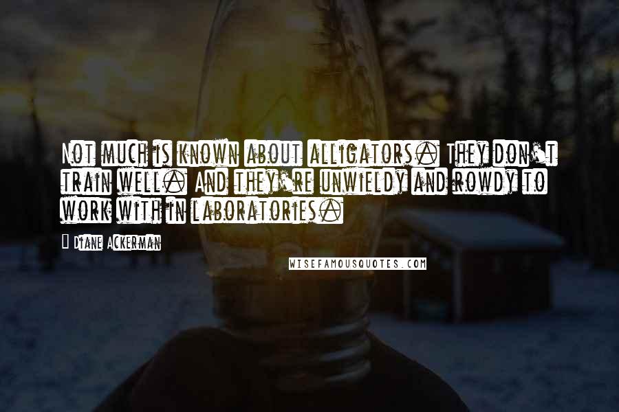 Diane Ackerman Quotes: Not much is known about alligators. They don't train well. And they're unwieldy and rowdy to work with in laboratories.