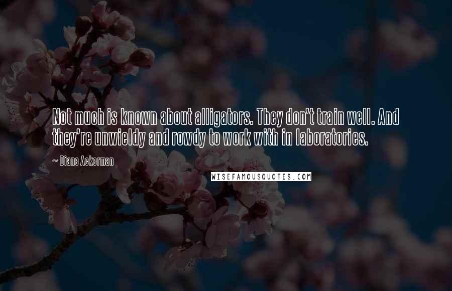 Diane Ackerman Quotes: Not much is known about alligators. They don't train well. And they're unwieldy and rowdy to work with in laboratories.
