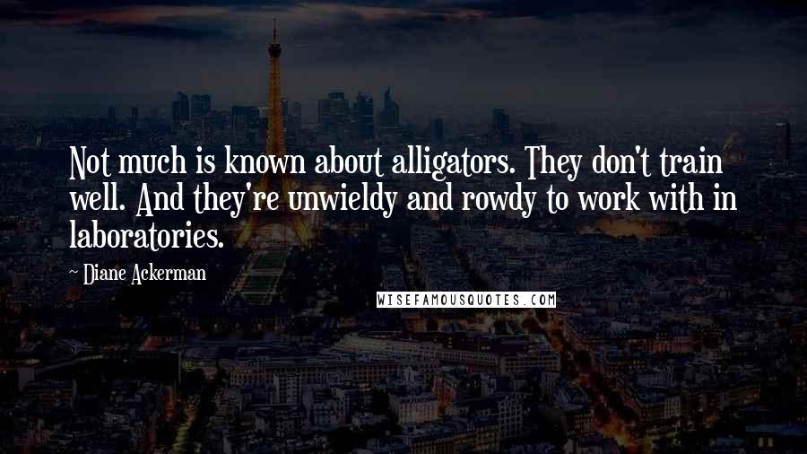 Diane Ackerman Quotes: Not much is known about alligators. They don't train well. And they're unwieldy and rowdy to work with in laboratories.