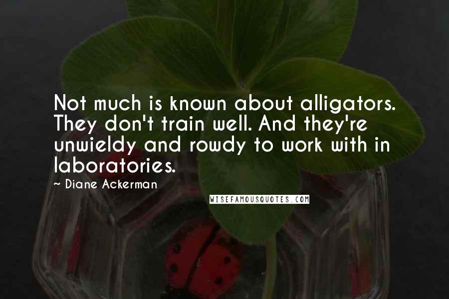 Diane Ackerman Quotes: Not much is known about alligators. They don't train well. And they're unwieldy and rowdy to work with in laboratories.