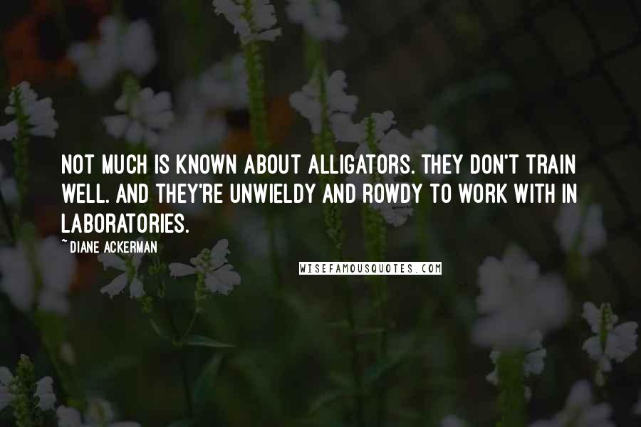 Diane Ackerman Quotes: Not much is known about alligators. They don't train well. And they're unwieldy and rowdy to work with in laboratories.