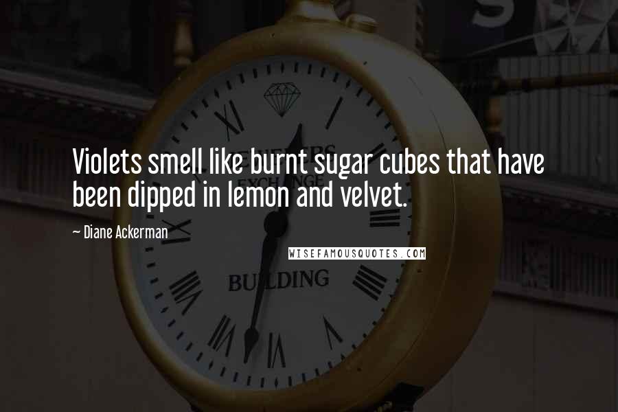 Diane Ackerman Quotes: Violets smell like burnt sugar cubes that have been dipped in lemon and velvet.