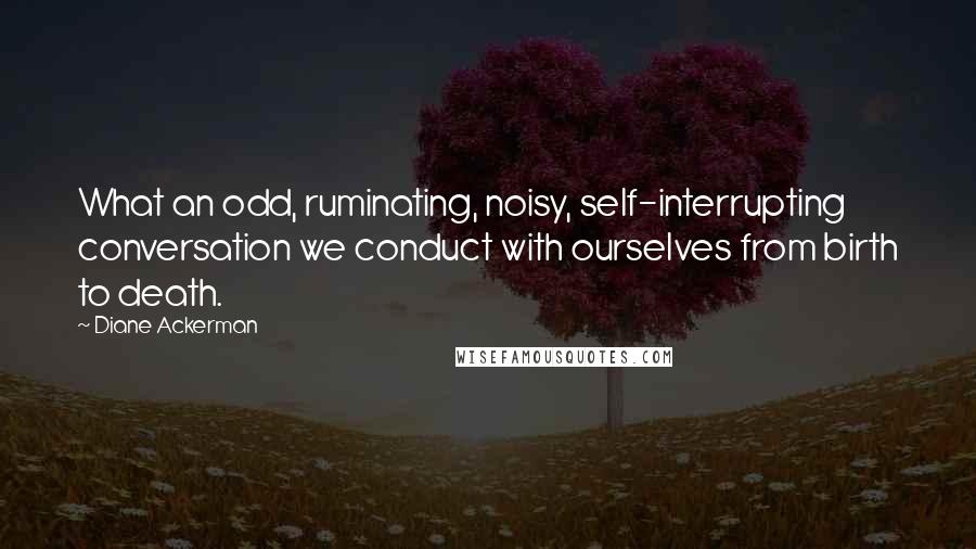 Diane Ackerman Quotes: What an odd, ruminating, noisy, self-interrupting conversation we conduct with ourselves from birth to death.