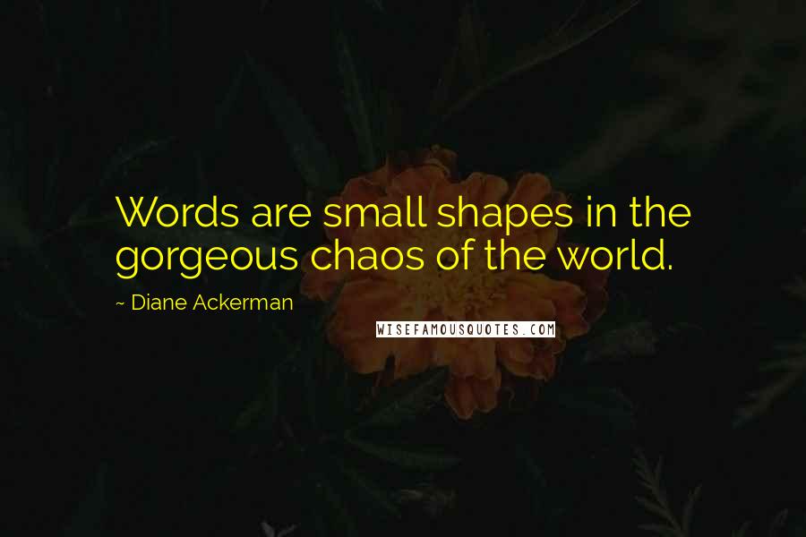 Diane Ackerman Quotes: Words are small shapes in the gorgeous chaos of the world.