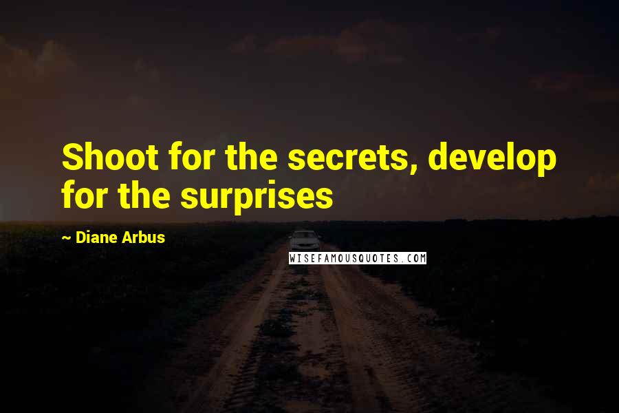 Diane Arbus Quotes: Shoot for the secrets, develop for the surprises