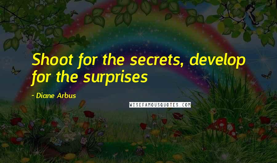 Diane Arbus Quotes: Shoot for the secrets, develop for the surprises