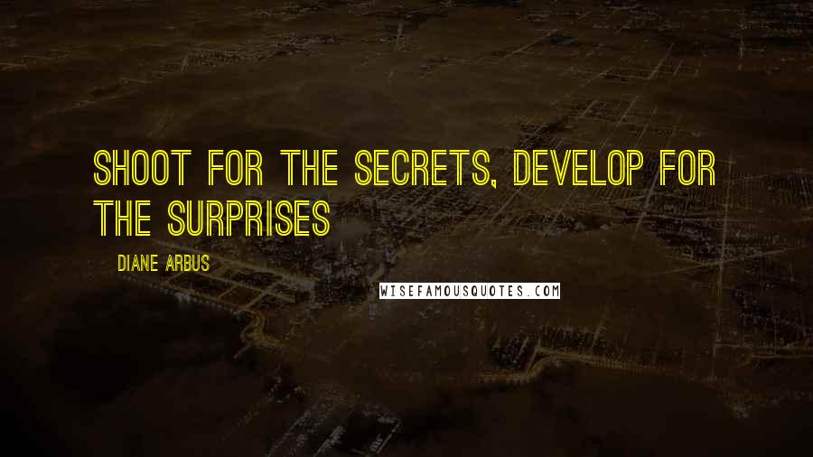 Diane Arbus Quotes: Shoot for the secrets, develop for the surprises