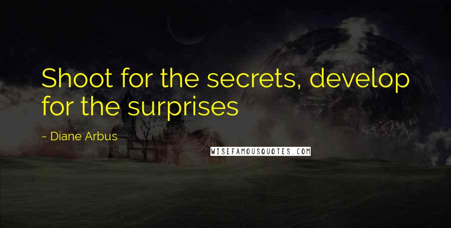 Diane Arbus Quotes: Shoot for the secrets, develop for the surprises