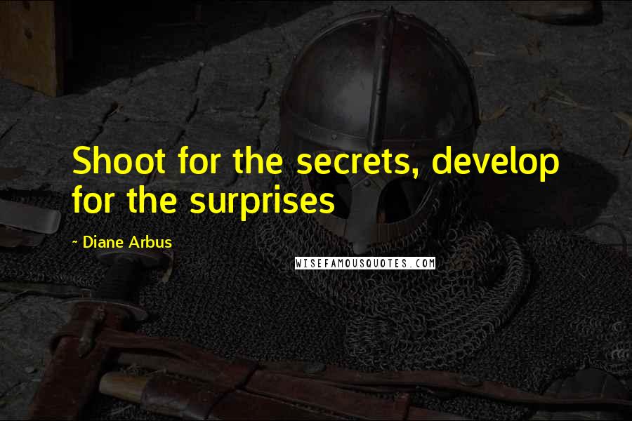 Diane Arbus Quotes: Shoot for the secrets, develop for the surprises