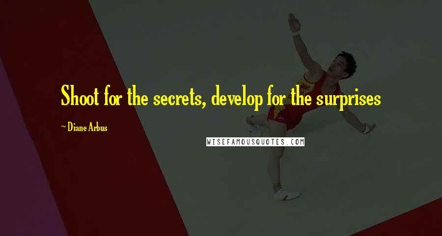 Diane Arbus Quotes: Shoot for the secrets, develop for the surprises