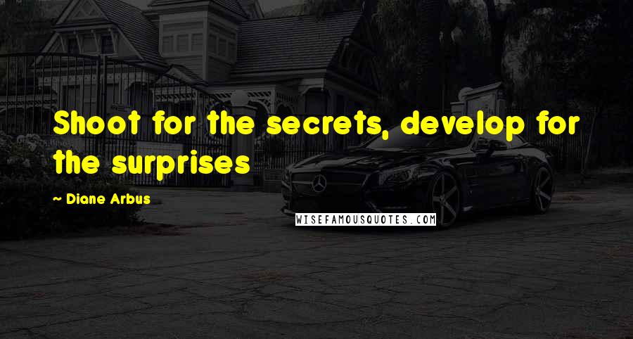 Diane Arbus Quotes: Shoot for the secrets, develop for the surprises