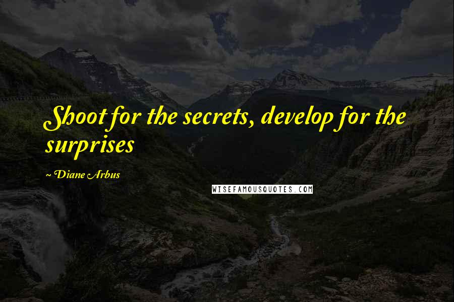 Diane Arbus Quotes: Shoot for the secrets, develop for the surprises