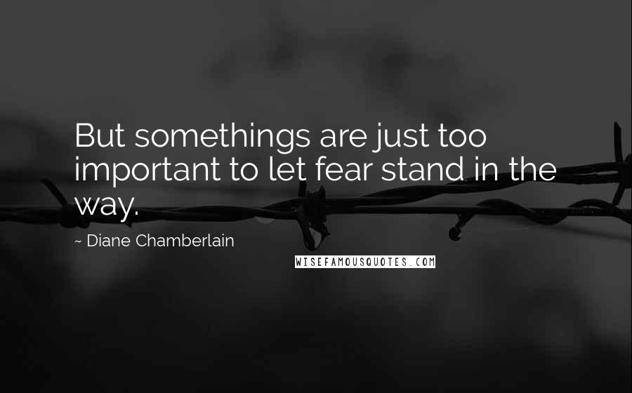 Diane Chamberlain Quotes: But somethings are just too important to let fear stand in the way.