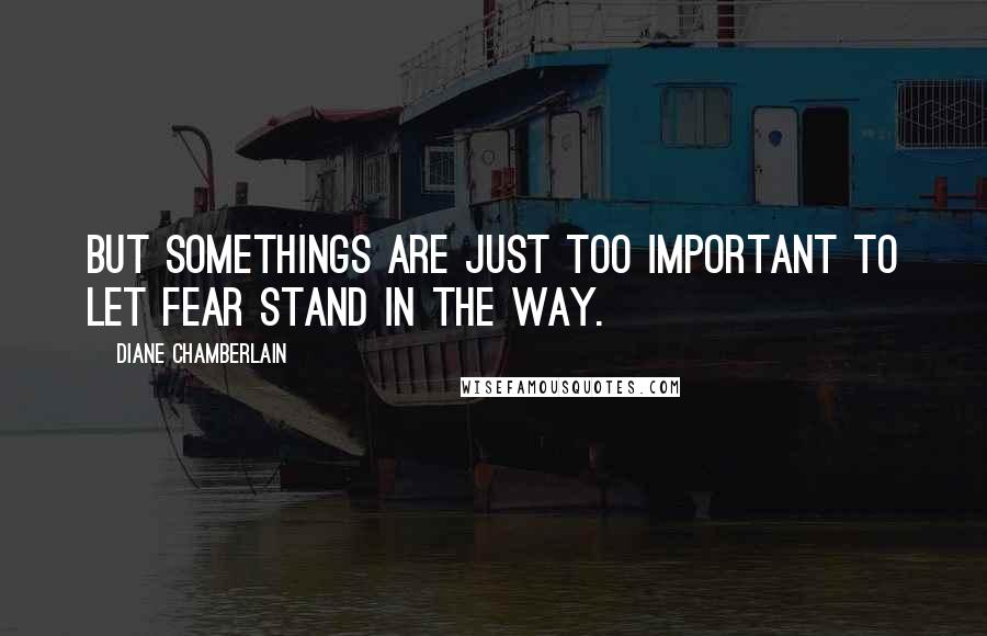 Diane Chamberlain Quotes: But somethings are just too important to let fear stand in the way.