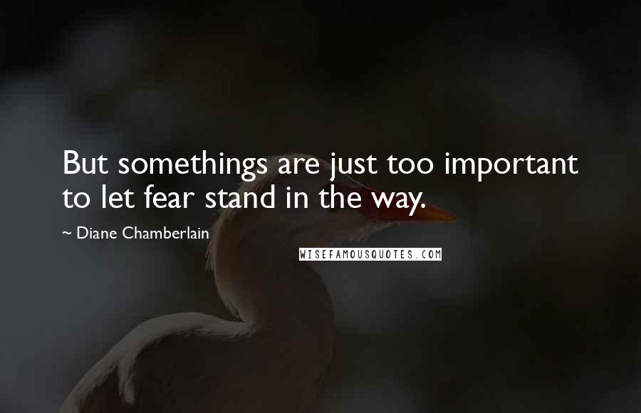 Diane Chamberlain Quotes: But somethings are just too important to let fear stand in the way.