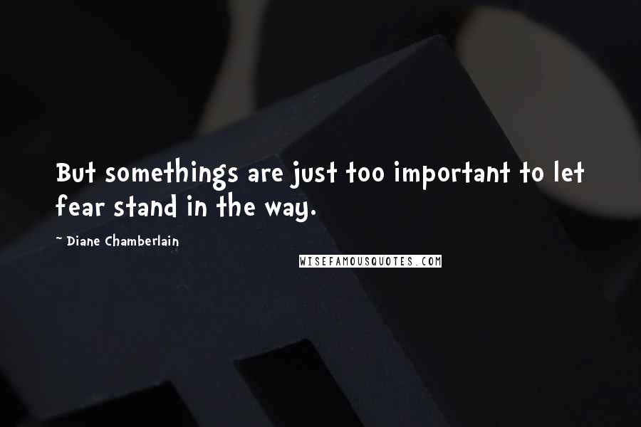Diane Chamberlain Quotes: But somethings are just too important to let fear stand in the way.