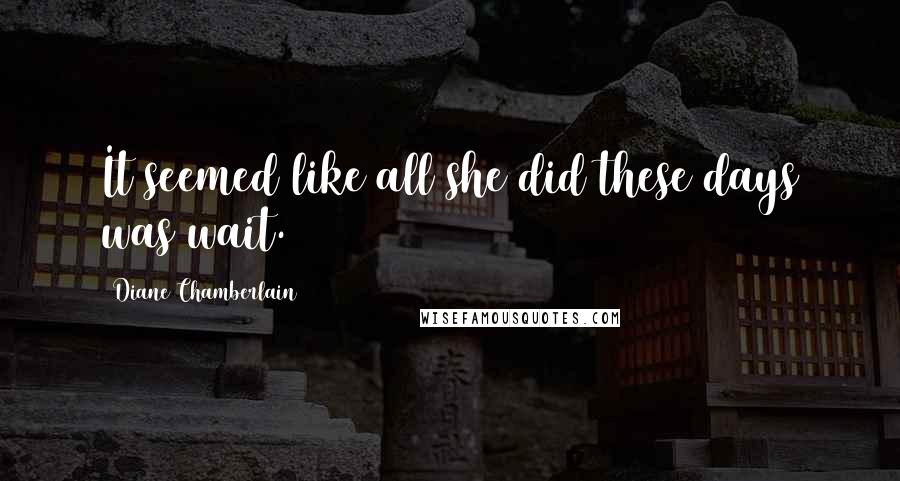 Diane Chamberlain Quotes: It seemed like all she did these days was wait.
