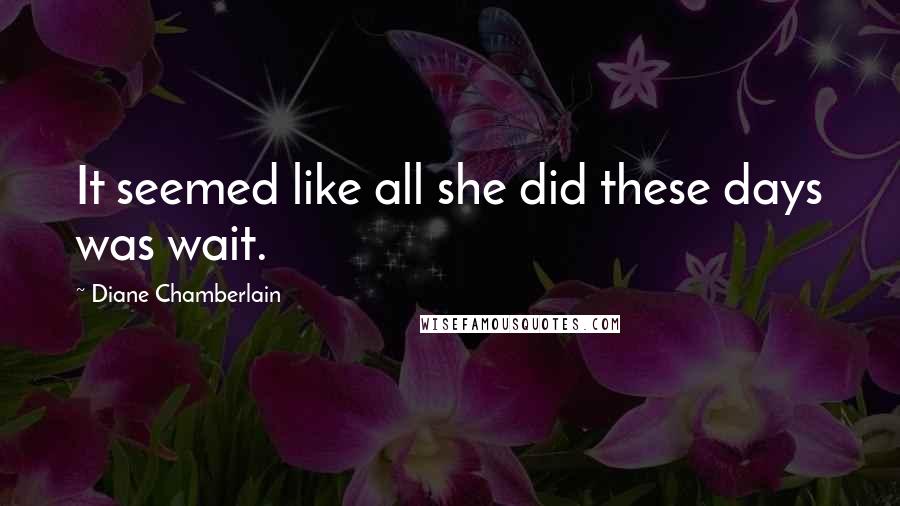 Diane Chamberlain Quotes: It seemed like all she did these days was wait.
