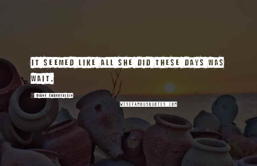 Diane Chamberlain Quotes: It seemed like all she did these days was wait.