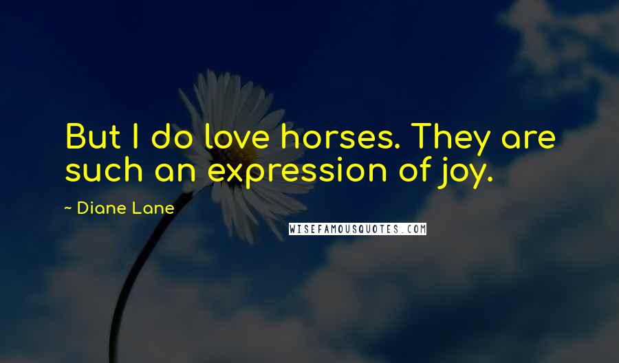 Diane Lane Quotes: But I do love horses. They are such an expression of joy.