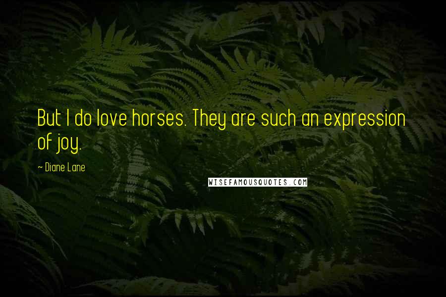 Diane Lane Quotes: But I do love horses. They are such an expression of joy.
