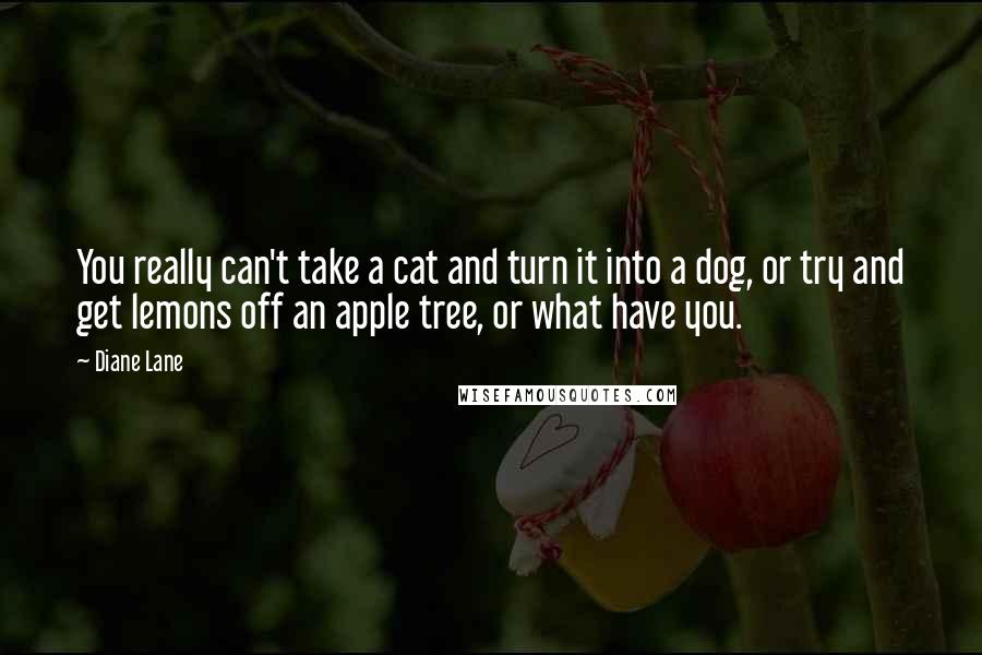 Diane Lane Quotes: You really can't take a cat and turn it into a dog, or try and get lemons off an apple tree, or what have you.