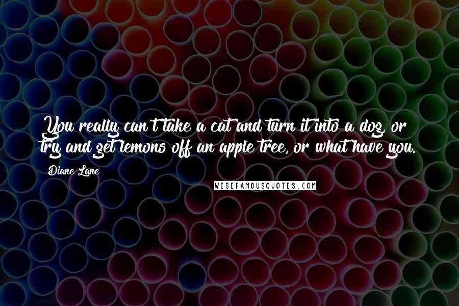 Diane Lane Quotes: You really can't take a cat and turn it into a dog, or try and get lemons off an apple tree, or what have you.