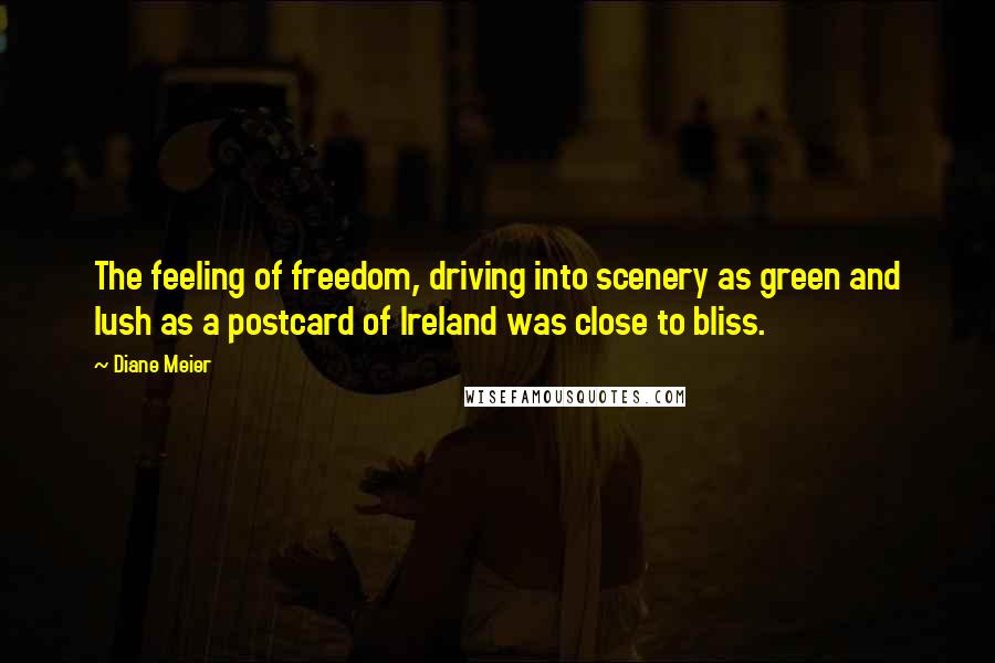 Diane Meier Quotes: The feeling of freedom, driving into scenery as green and lush as a postcard of Ireland was close to bliss.