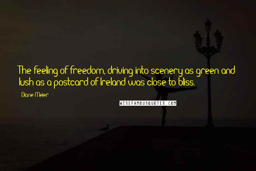 Diane Meier Quotes: The feeling of freedom, driving into scenery as green and lush as a postcard of Ireland was close to bliss.