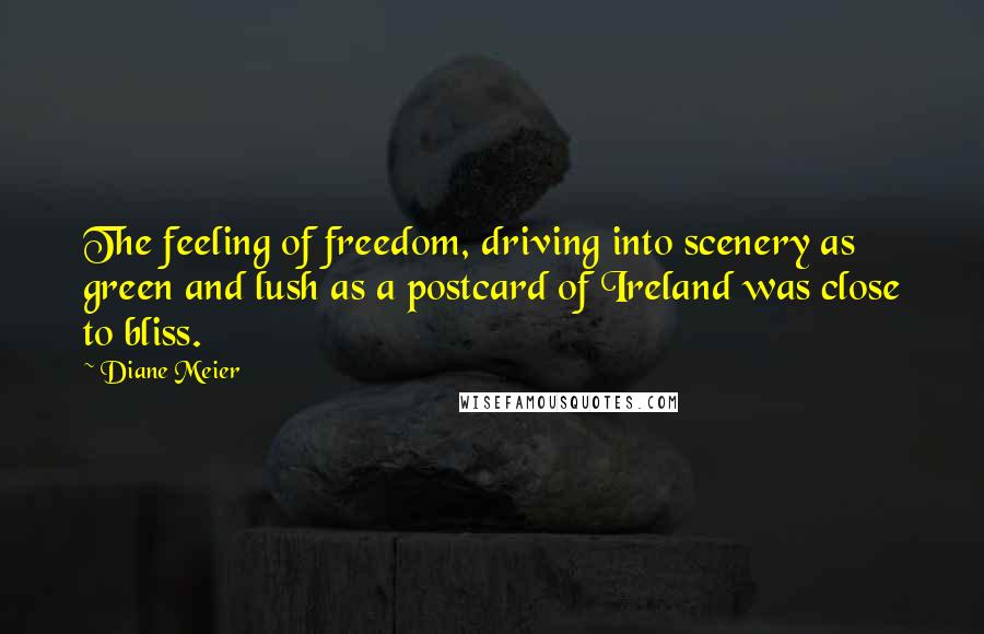 Diane Meier Quotes: The feeling of freedom, driving into scenery as green and lush as a postcard of Ireland was close to bliss.