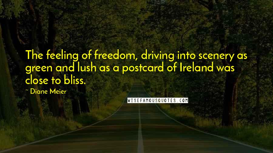 Diane Meier Quotes: The feeling of freedom, driving into scenery as green and lush as a postcard of Ireland was close to bliss.