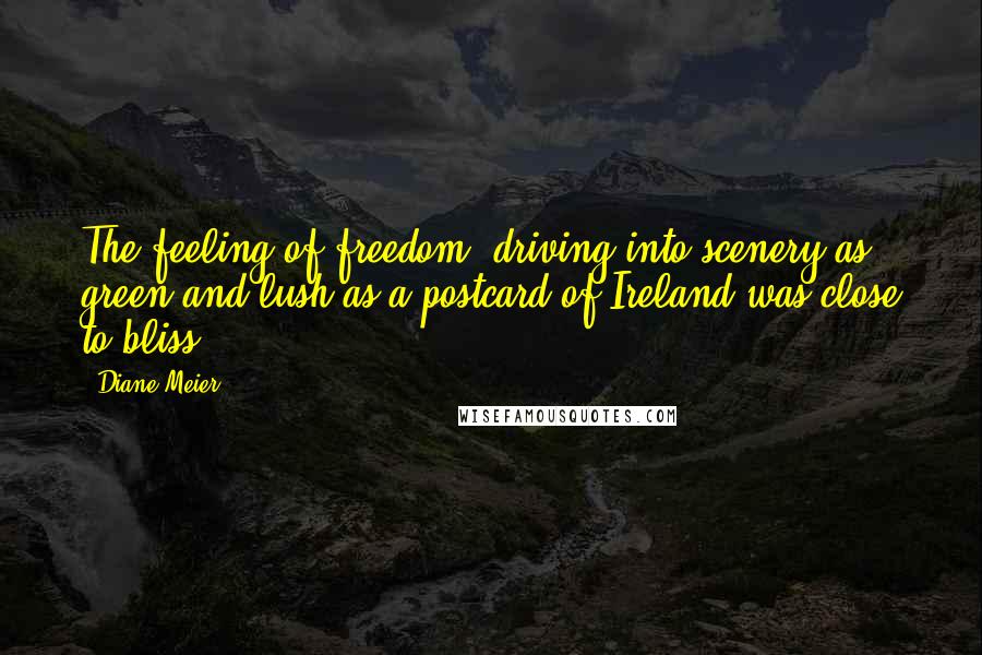 Diane Meier Quotes: The feeling of freedom, driving into scenery as green and lush as a postcard of Ireland was close to bliss.