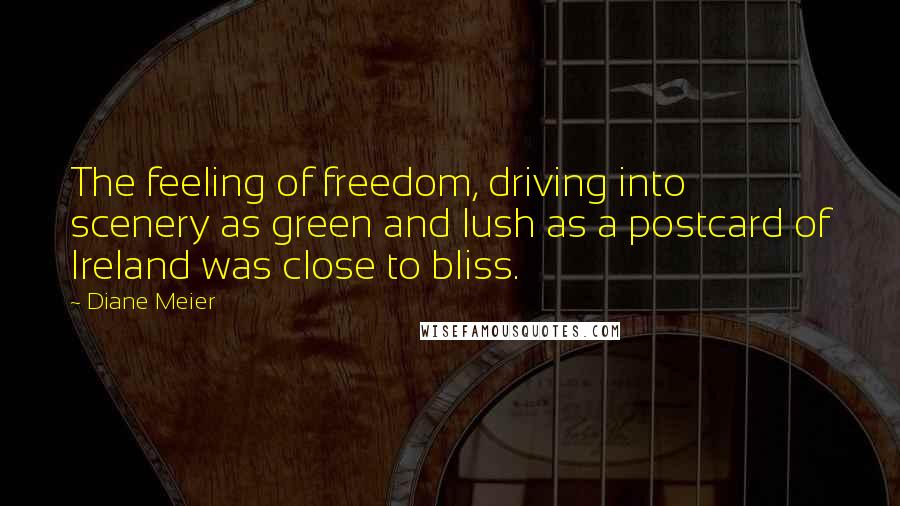 Diane Meier Quotes: The feeling of freedom, driving into scenery as green and lush as a postcard of Ireland was close to bliss.