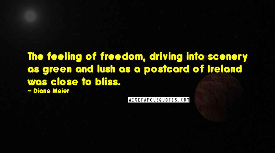 Diane Meier Quotes: The feeling of freedom, driving into scenery as green and lush as a postcard of Ireland was close to bliss.