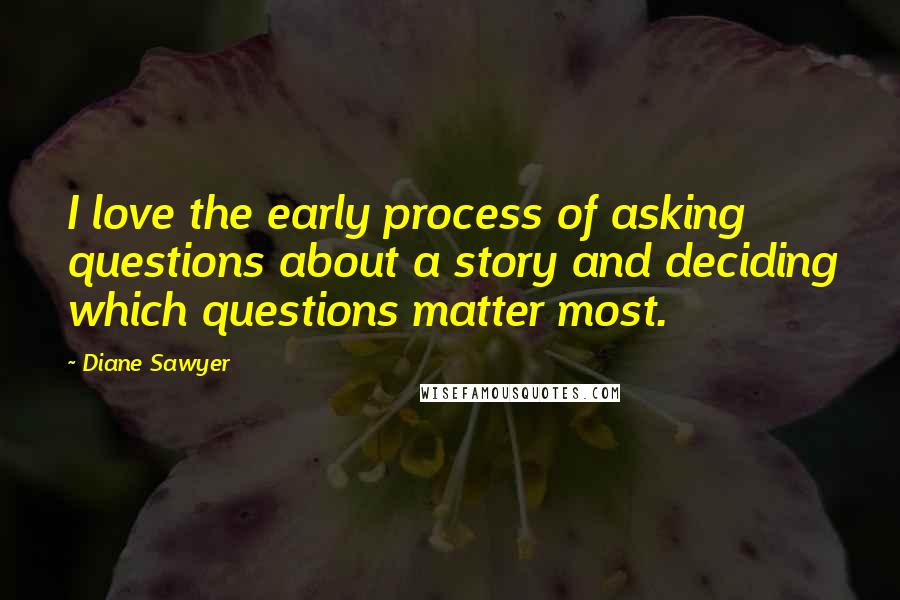 Diane Sawyer Quotes: I love the early process of asking questions about a story and deciding which questions matter most.