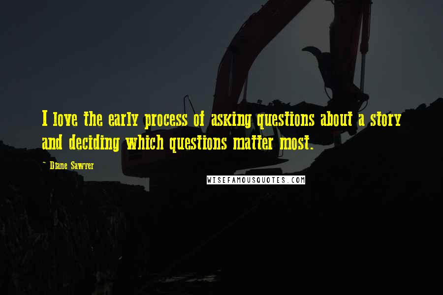 Diane Sawyer Quotes: I love the early process of asking questions about a story and deciding which questions matter most.