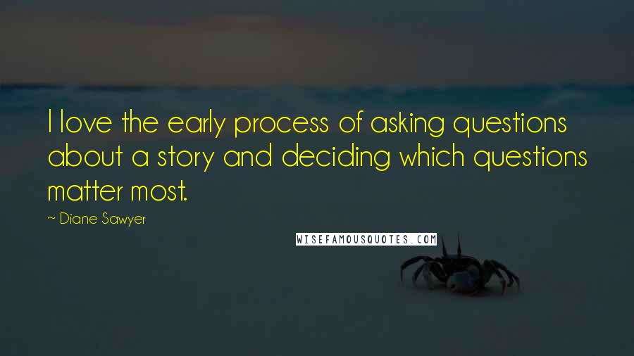 Diane Sawyer Quotes: I love the early process of asking questions about a story and deciding which questions matter most.
