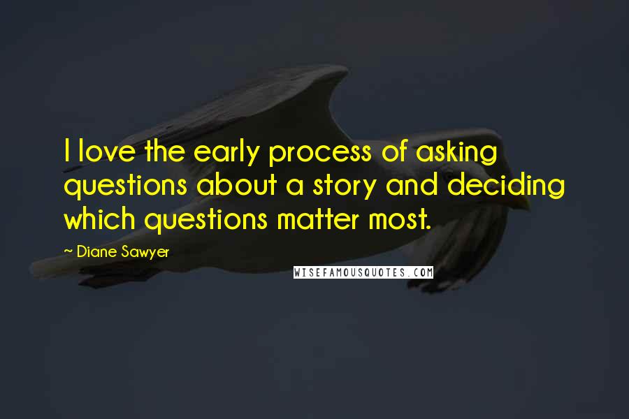 Diane Sawyer Quotes: I love the early process of asking questions about a story and deciding which questions matter most.