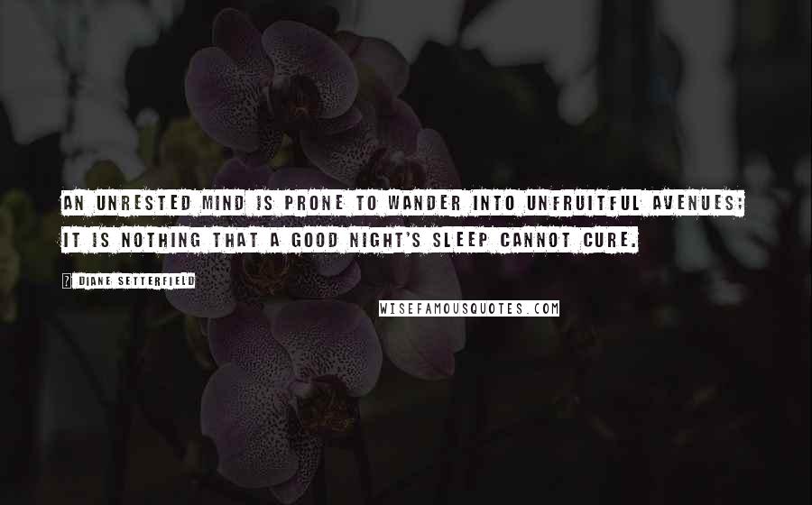 Diane Setterfield Quotes: An unrested mind is prone to wander into unfruitful avenues; it is nothing that a good night's sleep cannot cure.