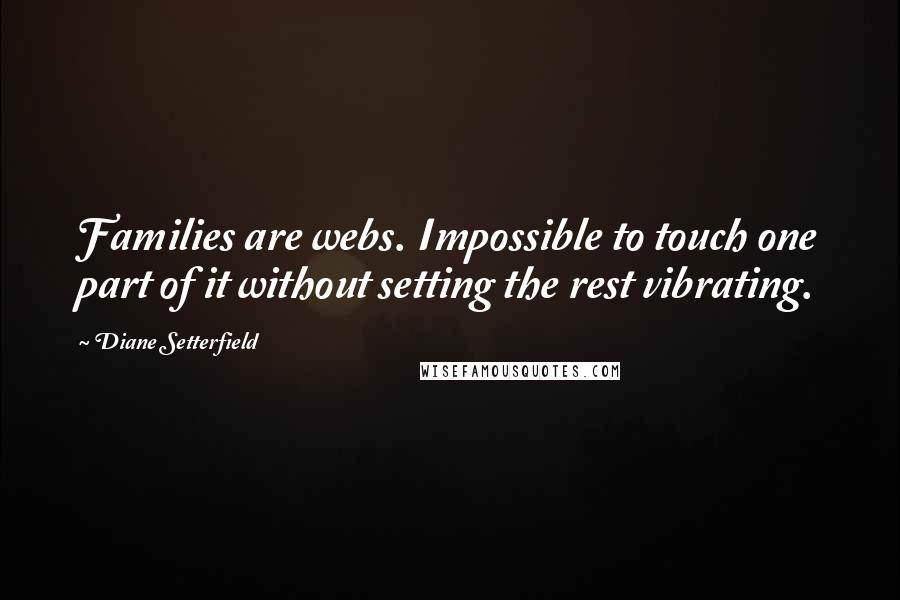 Diane Setterfield Quotes: Families are webs. Impossible to touch one part of it without setting the rest vibrating.