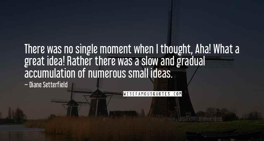 Diane Setterfield Quotes: There was no single moment when I thought, Aha! What a great idea! Rather there was a slow and gradual accumulation of numerous small ideas.