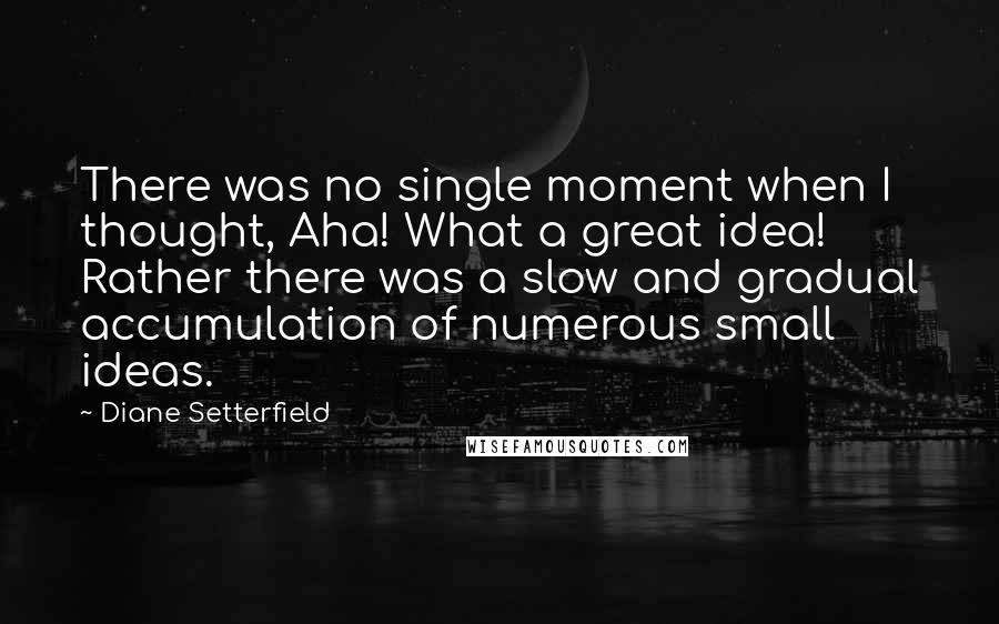 Diane Setterfield Quotes: There was no single moment when I thought, Aha! What a great idea! Rather there was a slow and gradual accumulation of numerous small ideas.