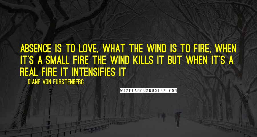 Diane Von Furstenberg Quotes: Absence Is To Love, What The Wind Is To Fire, When It's a Small Fire The Wind Kills It But When It's a Real Fire It Intensifies It